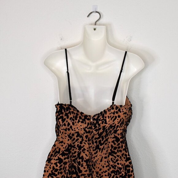 Lush Leopard Dress Sz L Crushed Velvet Adjustable Straps Party Cocktail Holiday - Picture 9 of 16